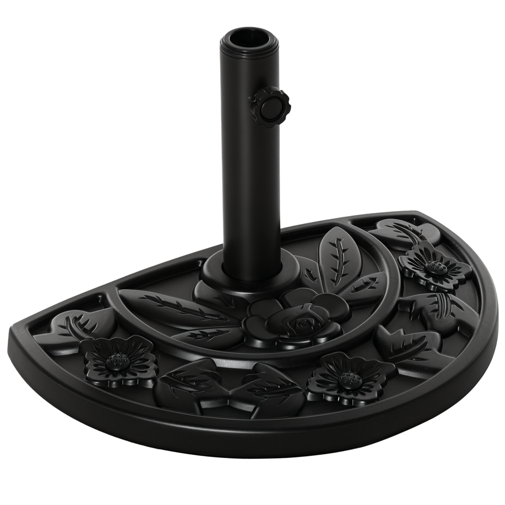 Outsunny Sonnenschirmständer, halbrund, 9 kg, Blumendesign, HDPE/Zement, für Schirmmasten Ø35/38/48 mm