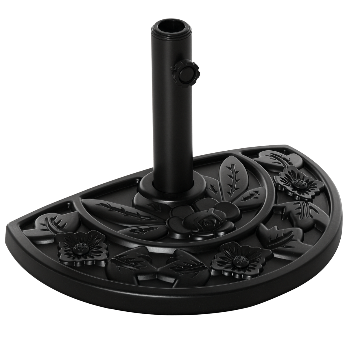 Outsunny Sonnenschirmständer, halbrund, 9 kg, Blumendesign, HDPE/Zement, für Schirmmasten Ø35/38/48 mm