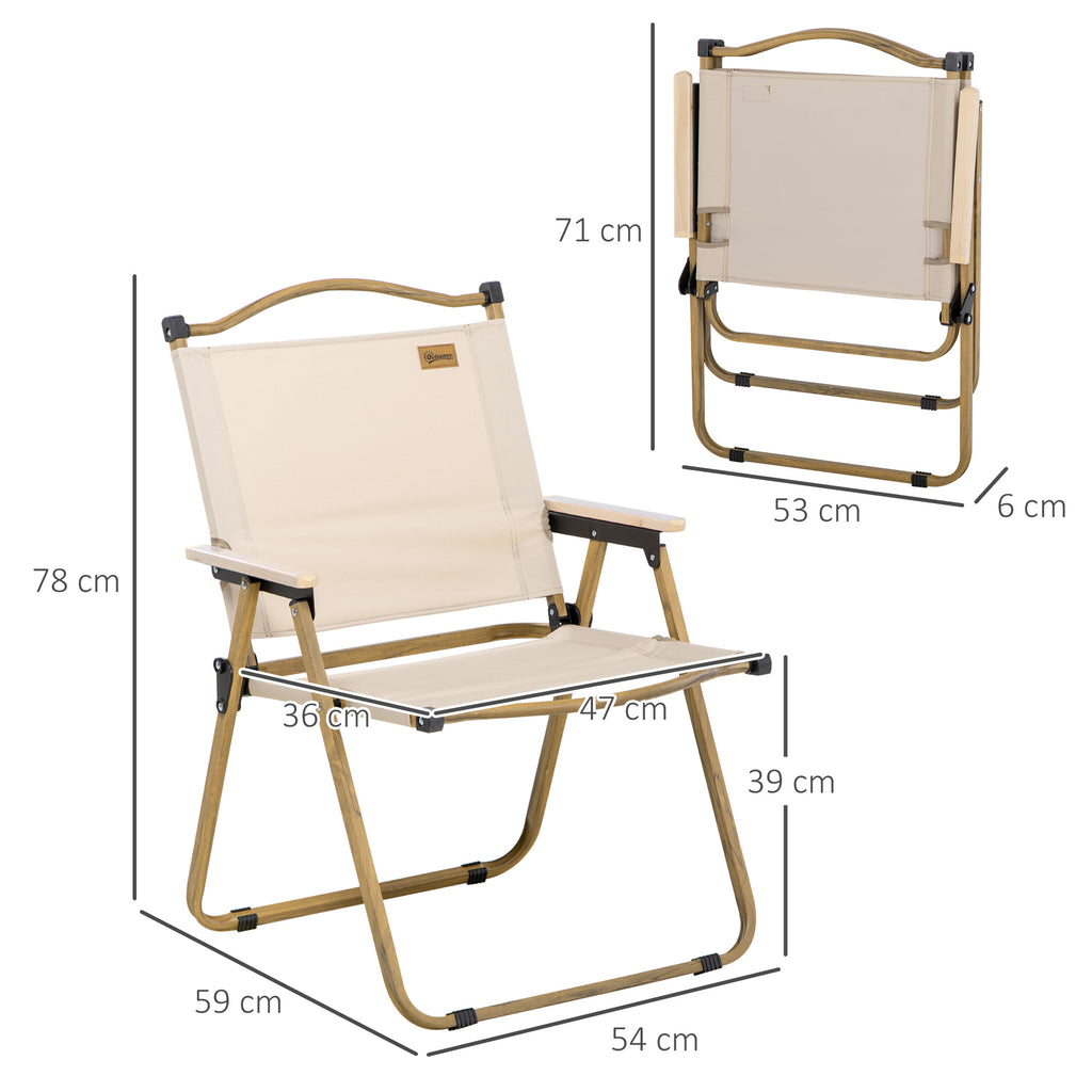 Outsunny Campingstuhl Faltbarer Anglerstuhl mit Armlehnen Oxford-Gewebe und Stahlkonstruktion 54 x 59 x 78 cm Khaki