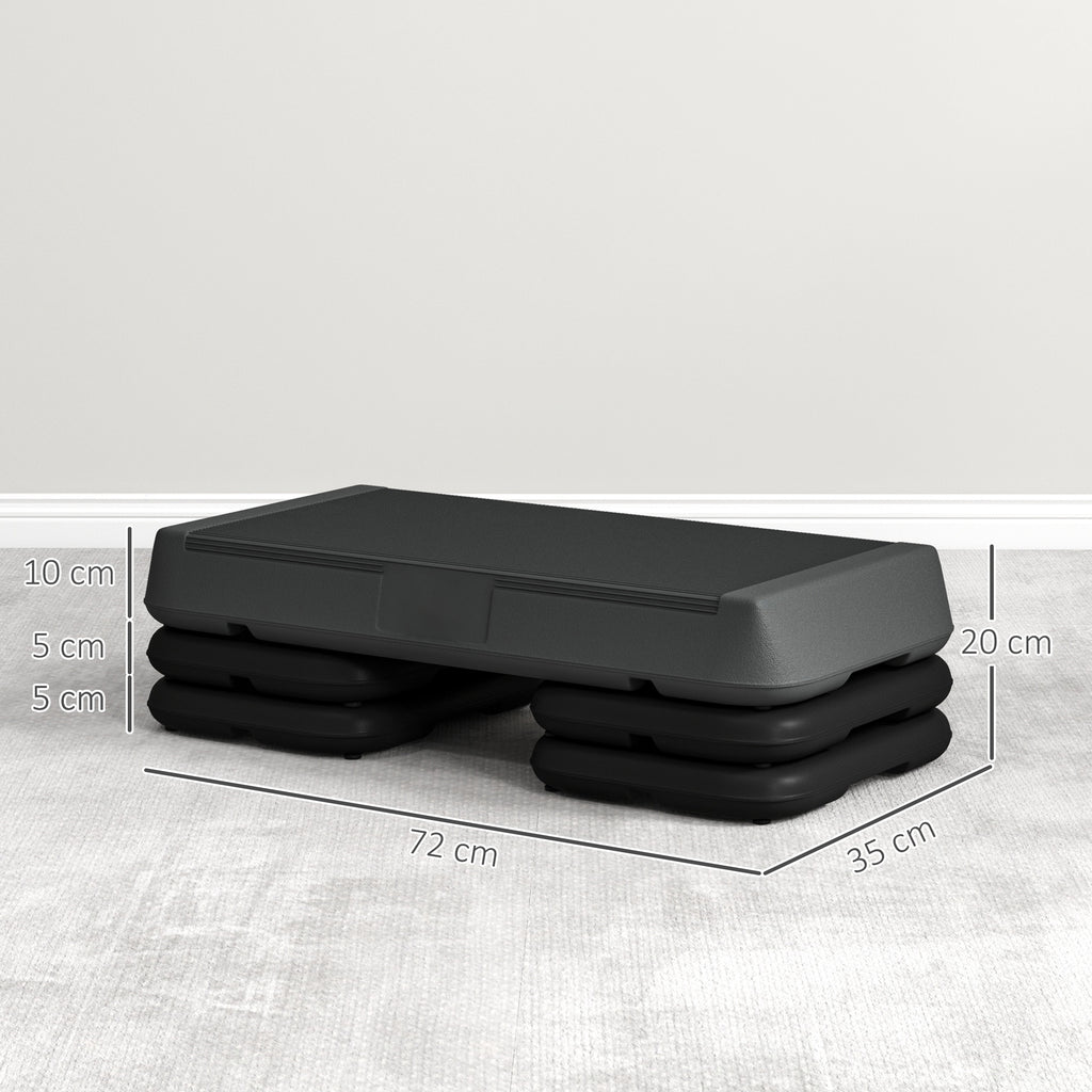 SPORTNOW Stepper Aerobic Fitness Höhenverstellbar 3 Ebenen 10/15/20 cm rutschfeste Oberfläche Kunststoff, Grau