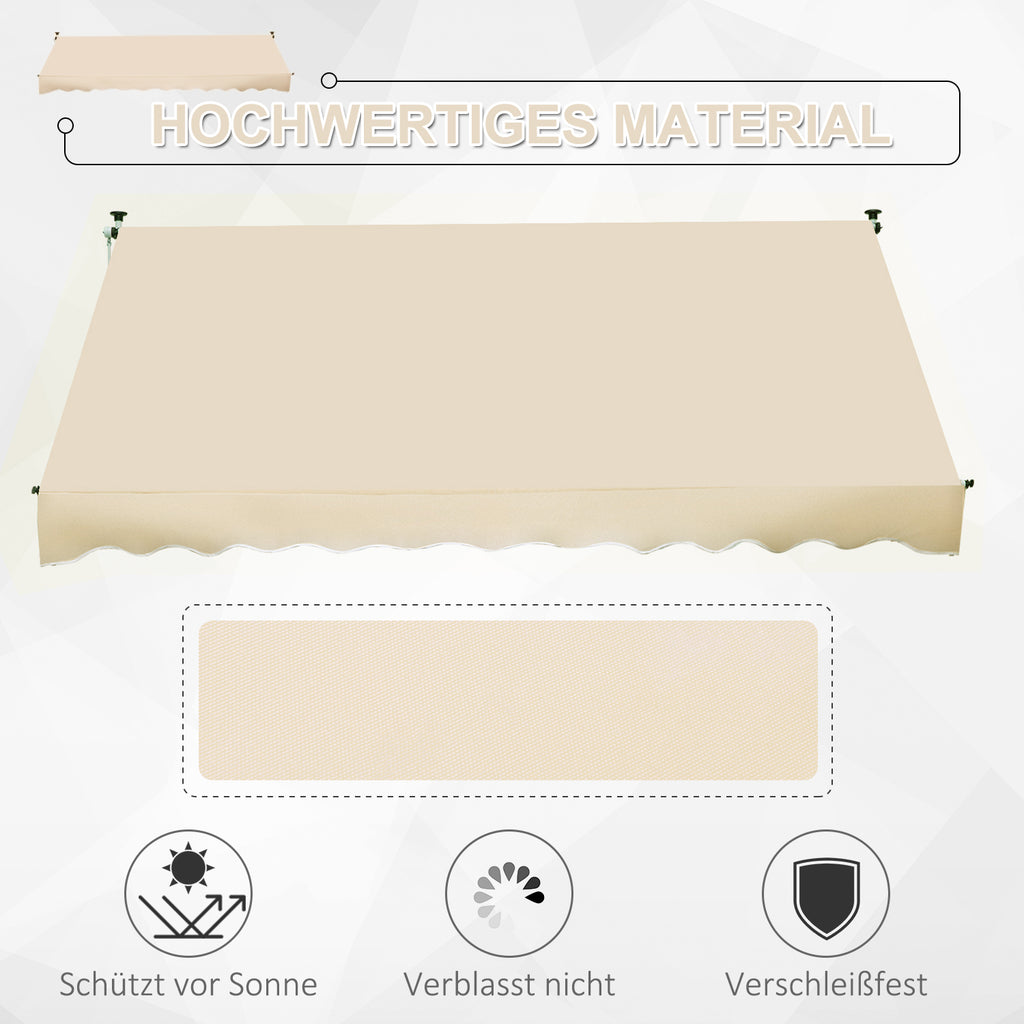 Outsunny Klemmmarkise mit Handkurbel höhenverstellbar Gelenkarmmarkise schmutzabweisend, witterungsbeständig Balkonmarkise 150cm breit Terrassenmarkise für Terrasse Balkon Veranda Beige