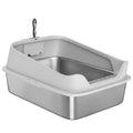 PawHut Katzentoilette aus Edelstahl XXL mit hohem Rand und leicht zu reinigender Schaufel Auslaufschutz 70x50x30 cm Grau