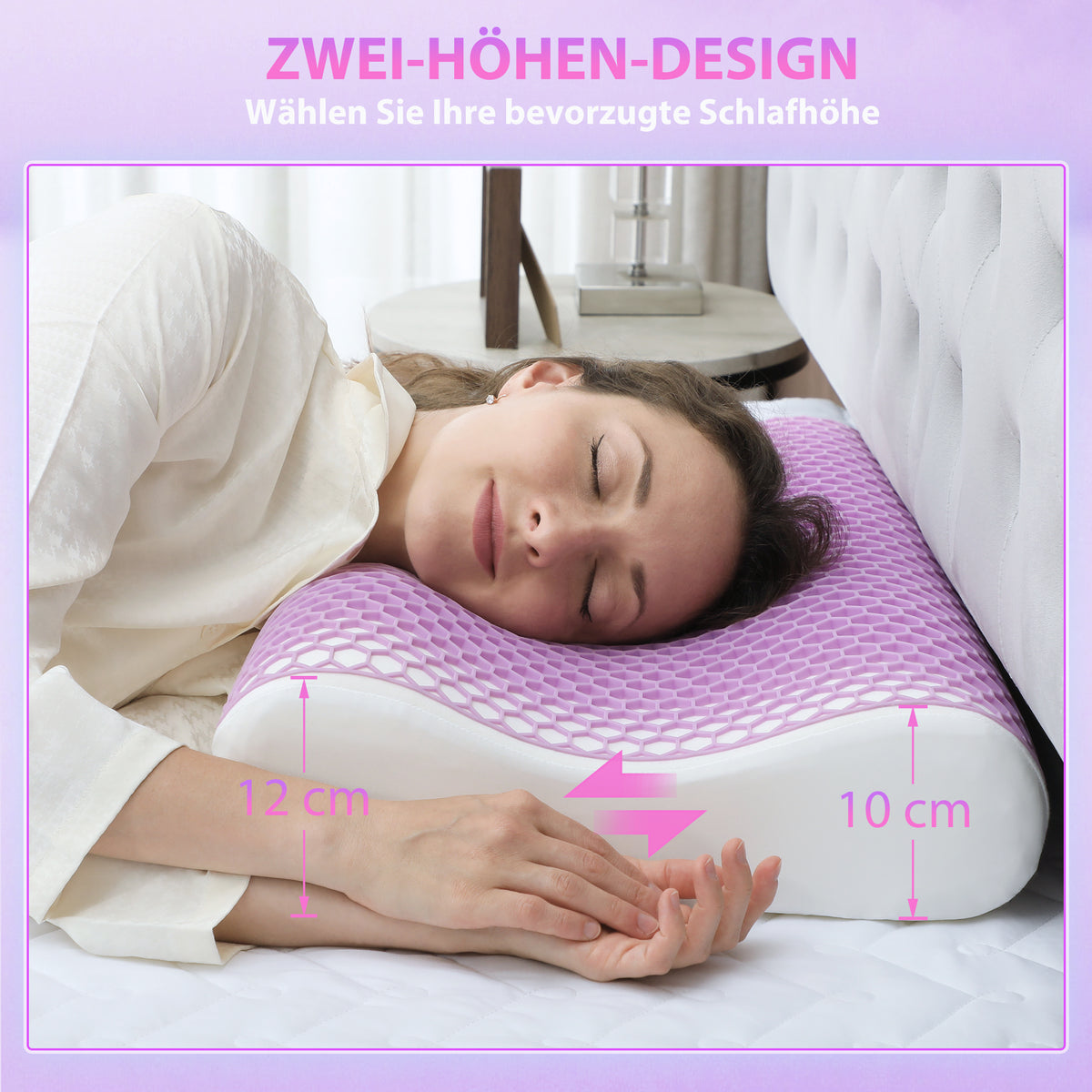 HOMCOM Memory Schaum Kissen Kopfkissen, Nackenstützkissen mit abnehmbarem Bezug, 2 Höhe  Ergonomische, 2S schnell reagierend