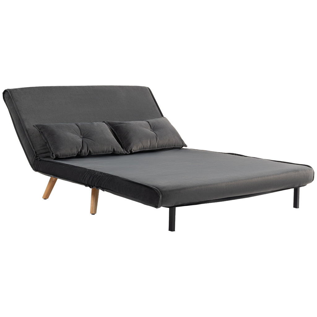 HOMCOM 2-Sitzer-Schlafsofa, Bettsofa, in Bett umwandelbare Couch, verstellbare Rückenlehne, Stoffbezug, Metallrahmen, Grau