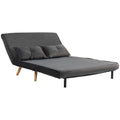 HOMCOM 2-Sitzer-Schlafsofa, Bettsofa, in Bett umwandelbare Couch, verstellbare Rückenlehne, Stoffbezug, Metallrahmen, Grau