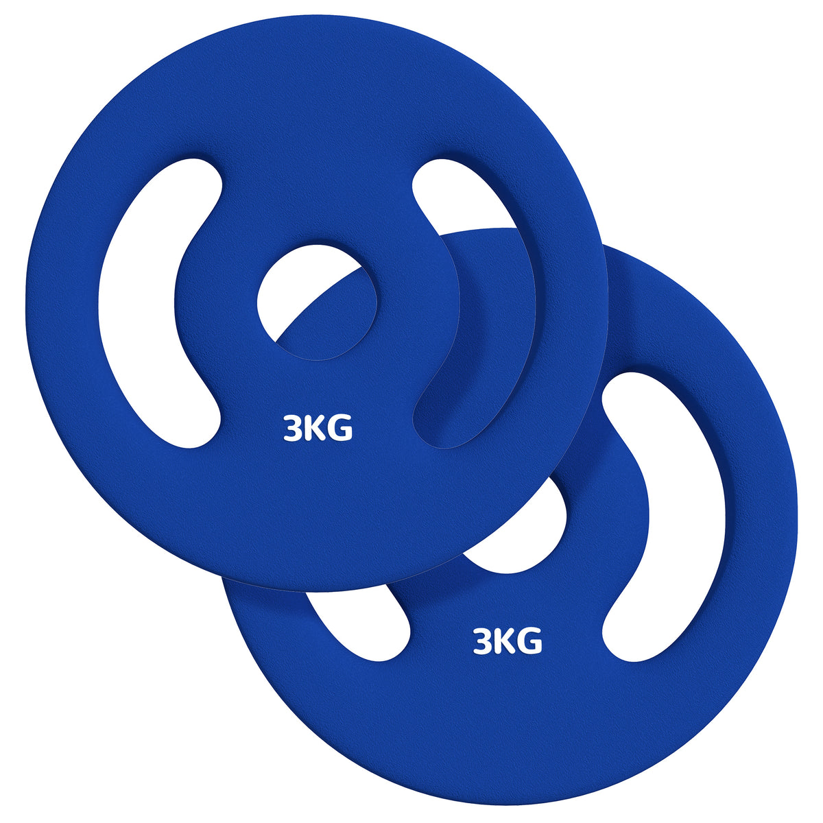 SPORTNOW 2er-Pack 3 kg Hantelscheiben für 2,5 cm Stangen mit einfachen Griffen aus Metall, Blau