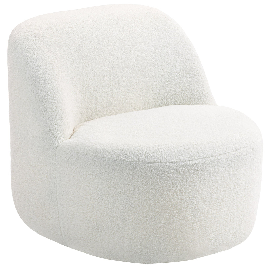 HOMCOM Wohnzimmerstuhl mit ergonomischer Rückenlehne aus Sherpa-Fleece und Schaumstoff, 73x82x71 cm, Cremeweiß