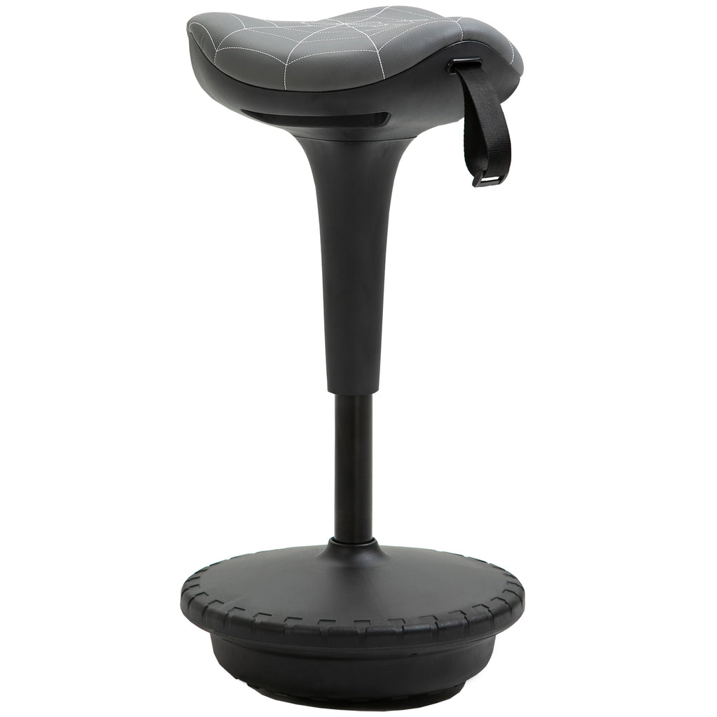 Vinsetto Bürohocker mit Schwenkfunktion, ergonomischer Hocker, höhenverstellbar 65,5-83,5 cm 120° neigbar Grau