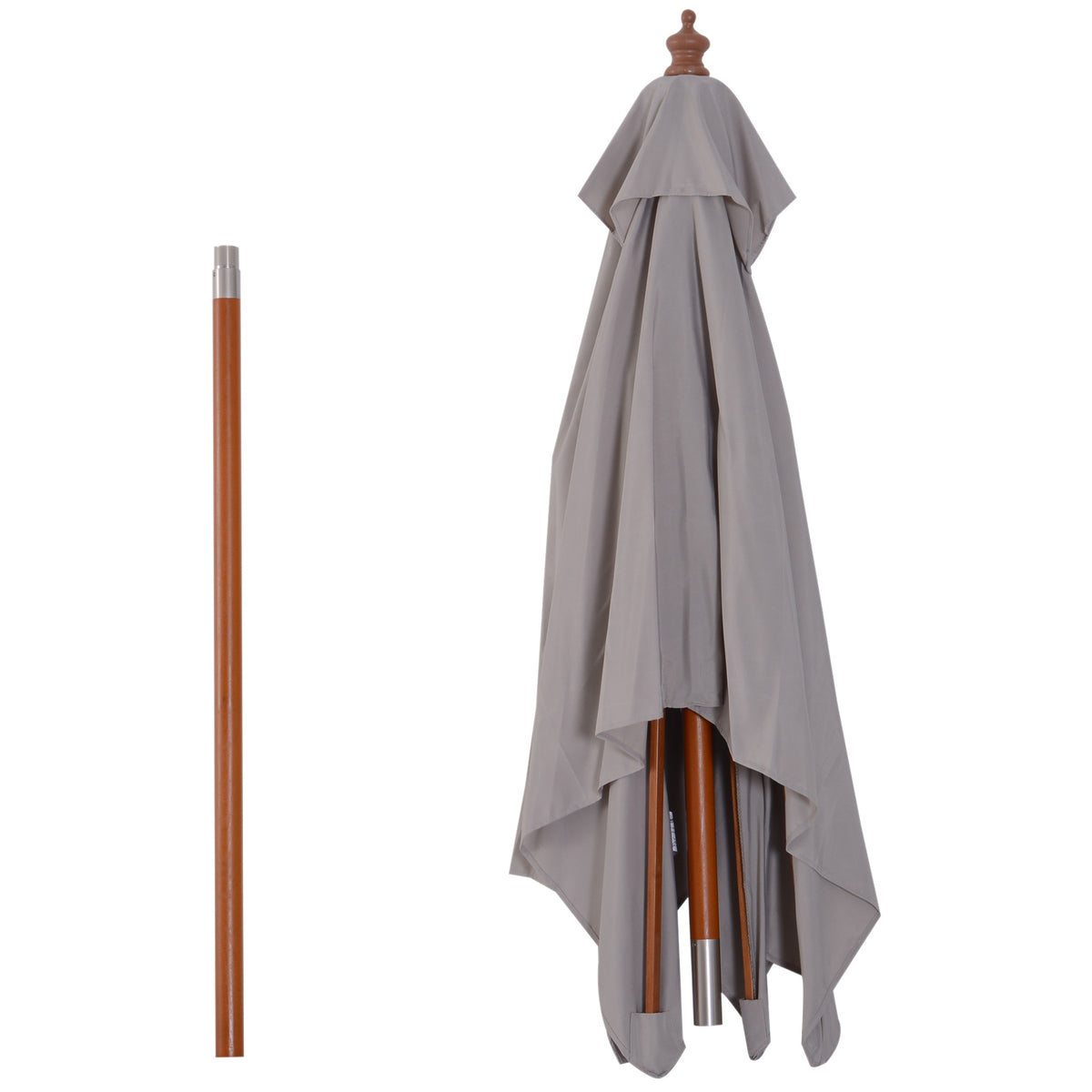 Outsunny Sonnenschirm 200 x 150 x 235 cm Knickbarer Gartenschirm 3-stufig einstellbar rechteckig Strandschirm wasserabweisend und UV-beständig für Strand Balkon Terrasse Garten Grau