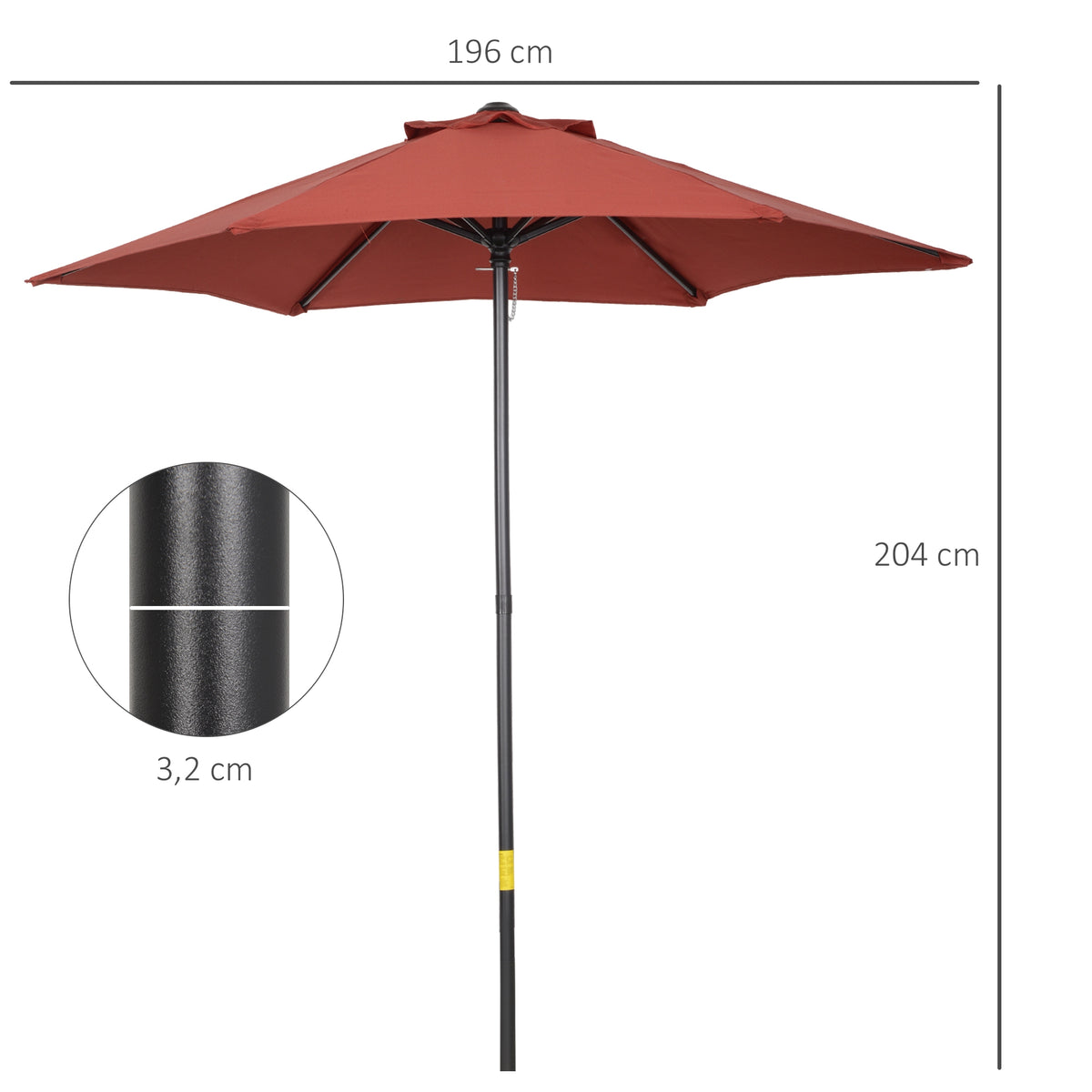 Outsunny Sonnenschirm Ø196 cm, sechseckig Balkonschirm für Strand Balkon Garten, Weinrot