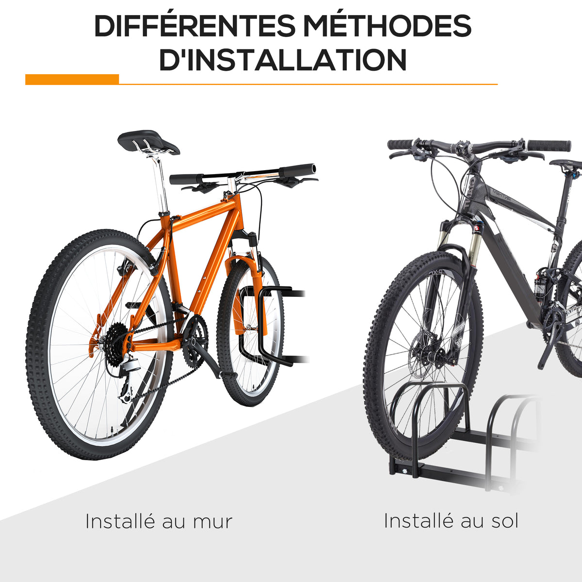 HOMCOM Fahrradständer für 3 Fahrräder, Abmessungen 76L x 33B x 27H cm, Stahl Schwarz
