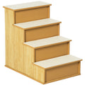 PawHut Haustiertreppe, für Hunde/Katzen, 4-stufig, Kurzplüsch, bis 30 kg, 40 x 59 x 54,2 cm, Natur