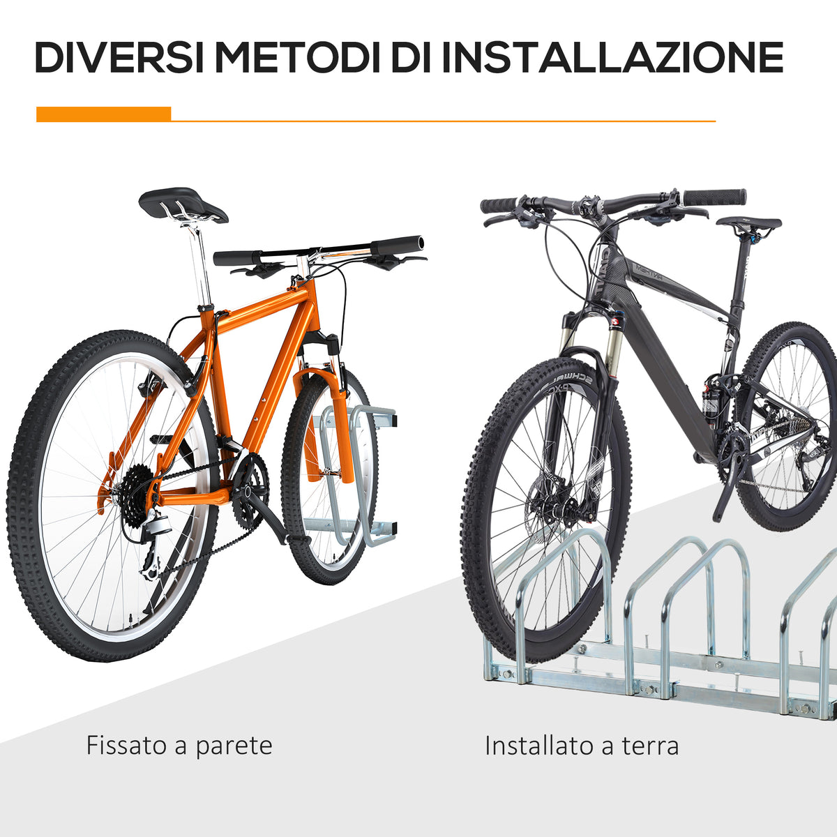 HOMCOM Fahrradständer Parken für 3 Fahrräder aus Stahl, 76x33x27 cm, Silber