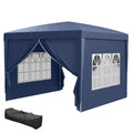 Outsunny 3 x 3 m Pavillon mit 4 Seitenwänden, Fenster, Festzelt mit UV-Schutz, Gartenzelt inkl. Tragetasche, Stahl, Blau