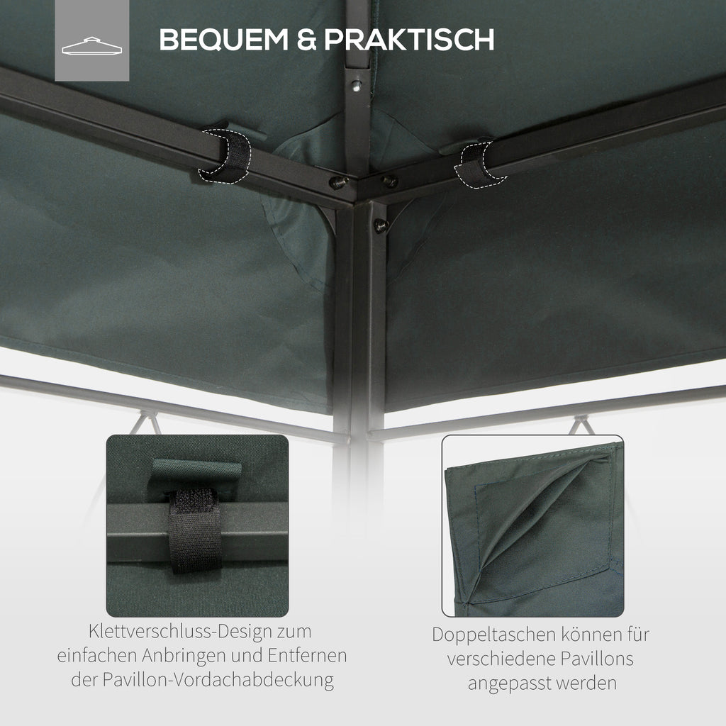 Outsunny Ersatzdach für Metallpavillon 3x4m wasserabweisend Pavillondach mit Doppeldach, Ersatzbezug für Gartenpavillon Partyzelt Gartenzelt Polyester Kohlegrau