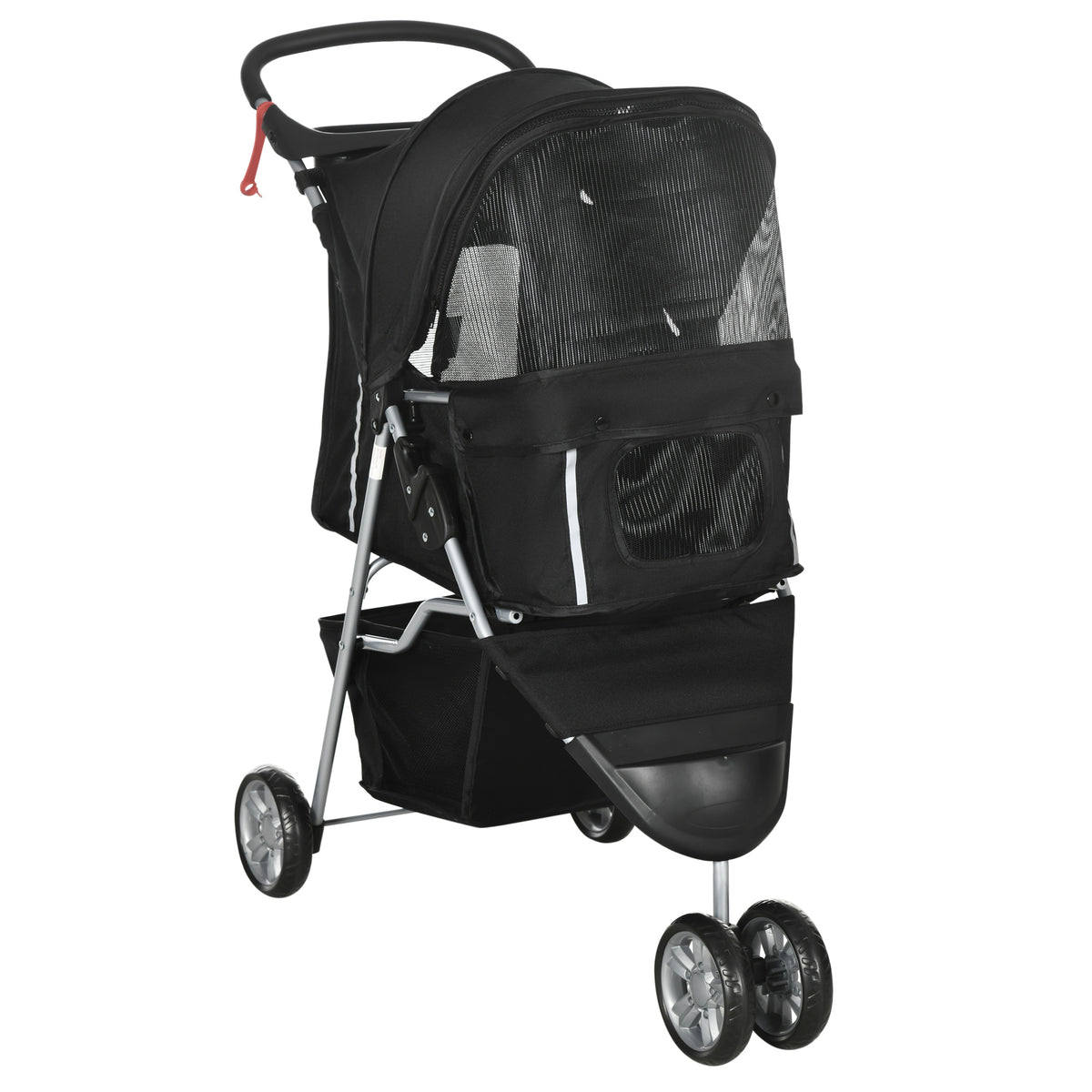 PawHut Hundekinderwagen für kleine Hunde, faltbar mit schwenkbaren Rädern und Bremse, 75x45x97 cm, Schwarz