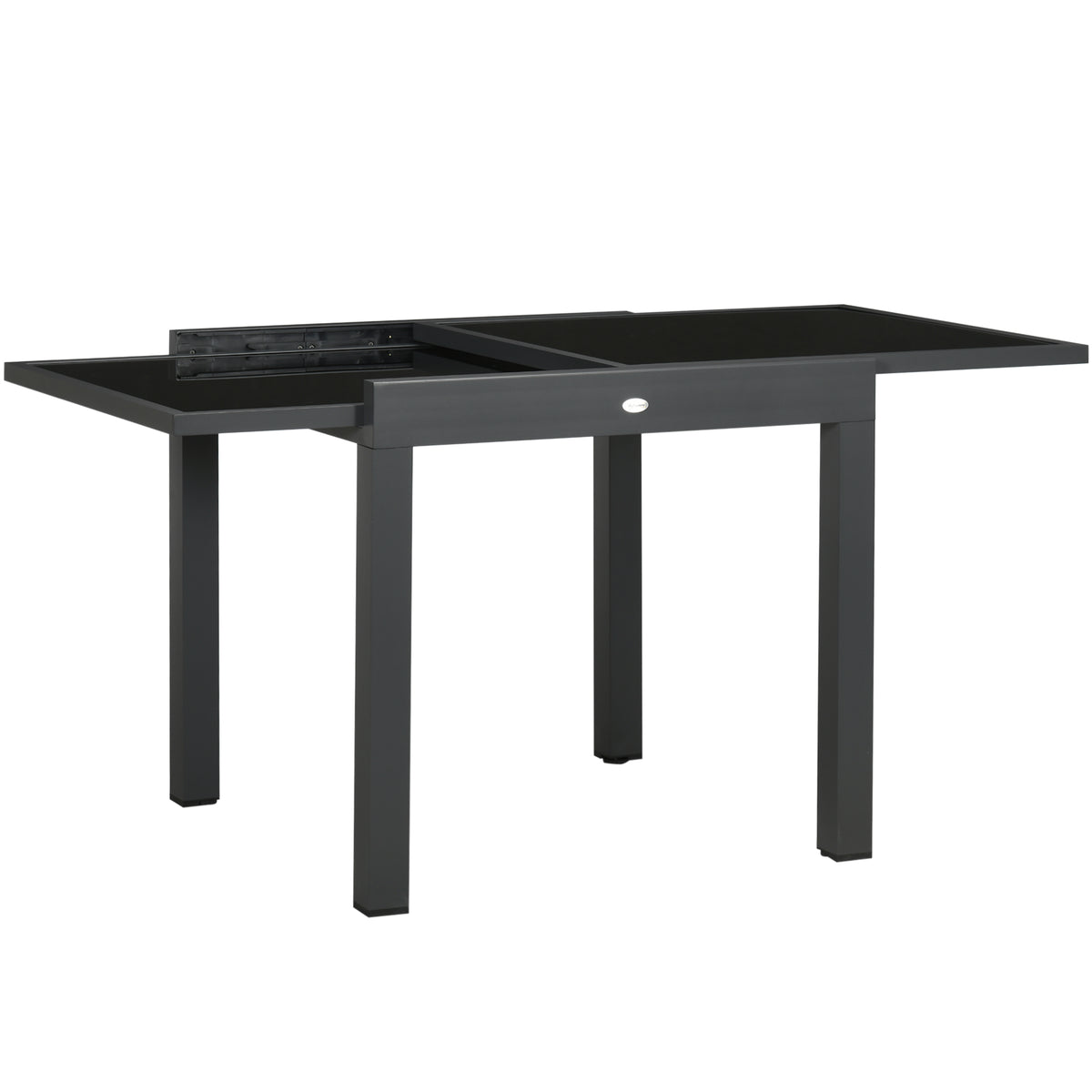 Outsunny Gartentisch Outdoor-Klapptisch Erweiterbarer Klapptisch, wetterbeständig, 160 cm × 80 cm × 75 cm, Schwarz