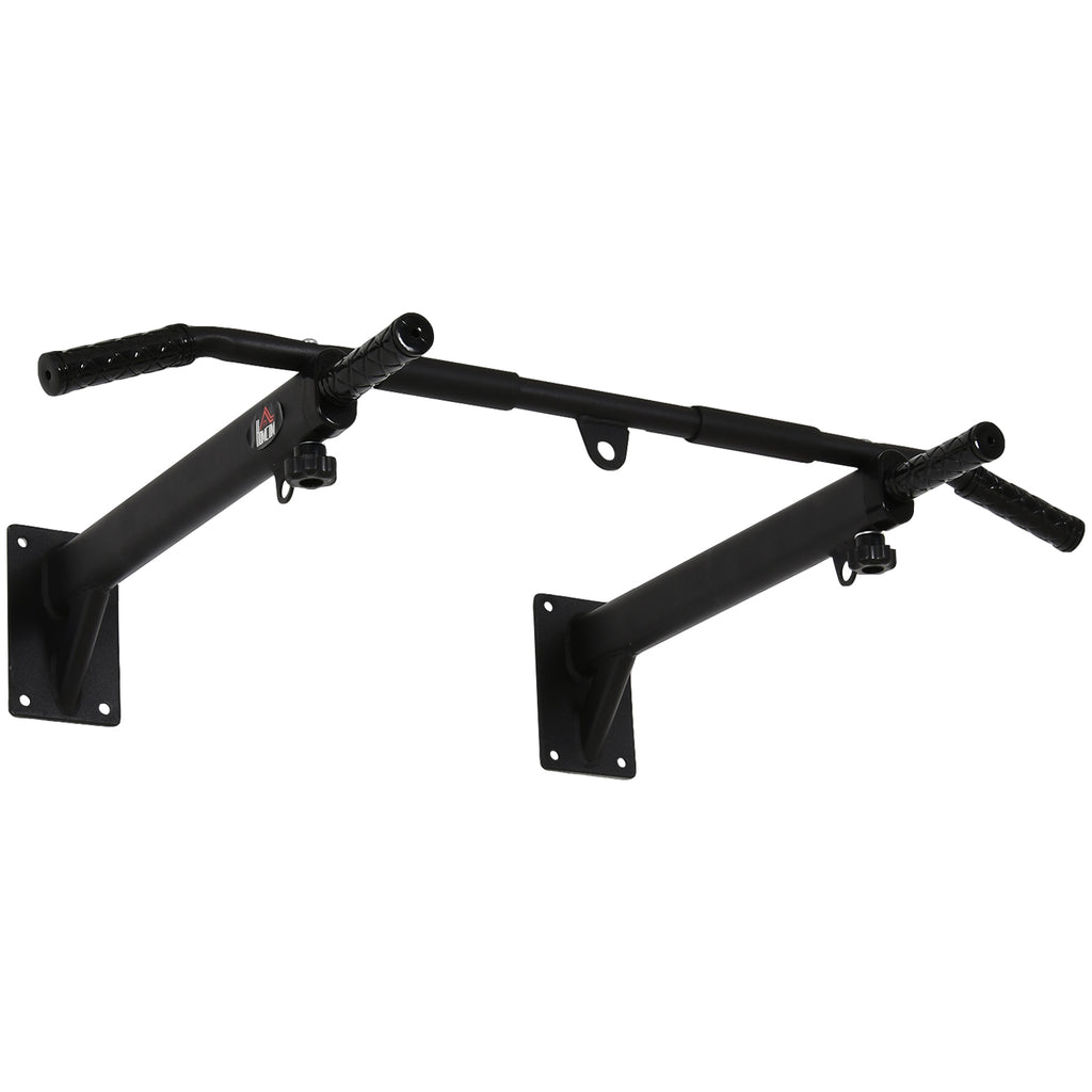 HOMCOM Klimmzugstange zur Wandmontage oder Deckenmontage bis 150 kg belastbar, Multifunktionale Pull Up Bar mit rutschfest Griffe, Ösen sicher stabil Klimmzug Stange für Fitness Zuhause, Stahl Schwarz