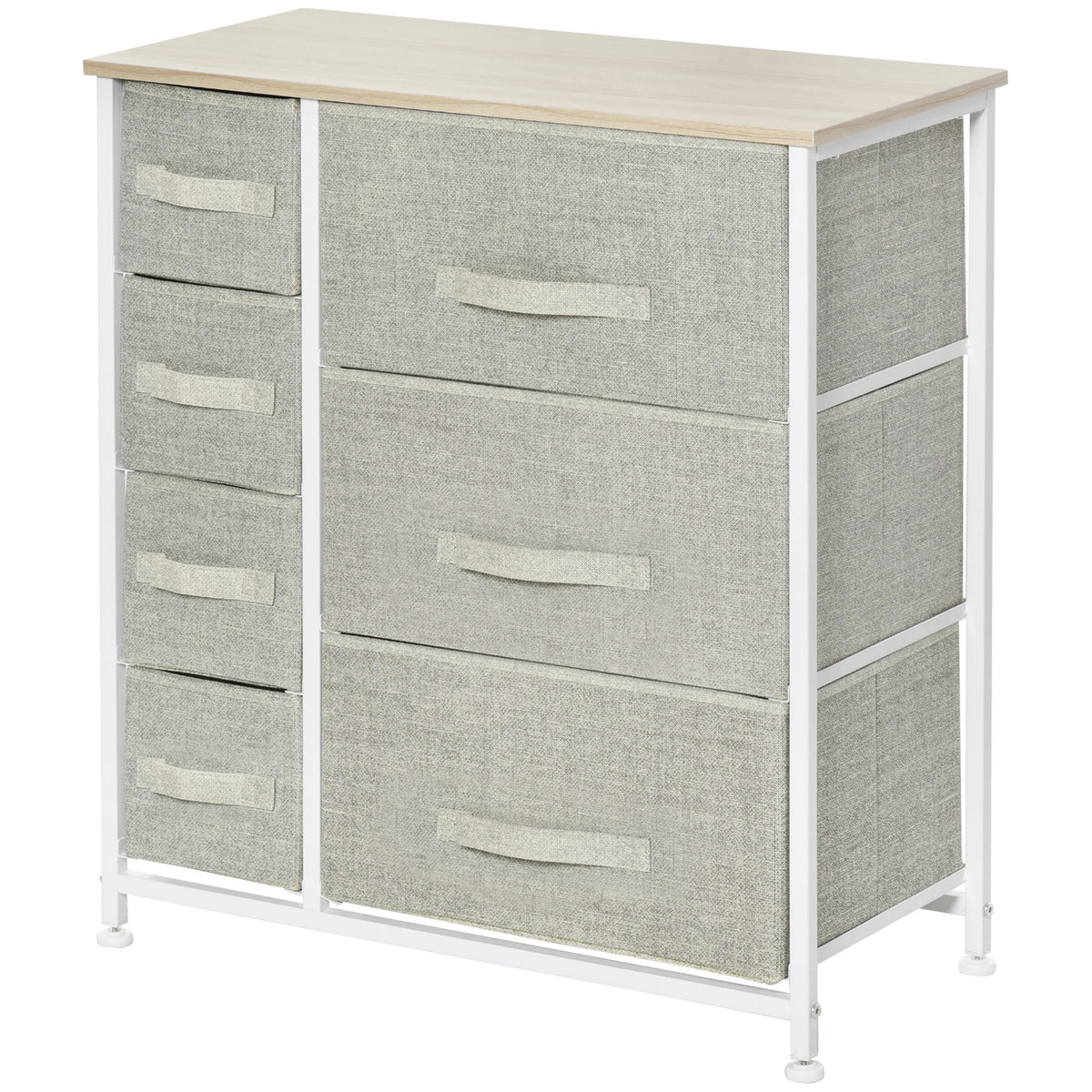 HOMCOM Kommode mit 7 Schubladen aus Stoff, Schubladenkommode, modernes Aufbewahrungsmöbel, Stahlrahmen, 63,5 x 30 x 71 cm, grau