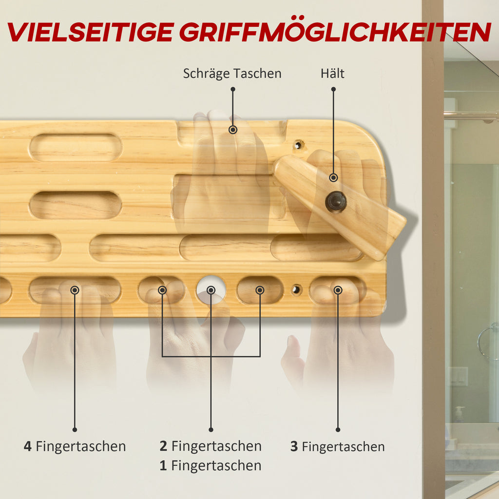 SPORTNOW Trainingsboard für Klettern und Bouldern, bis 100 kg, Buchenholz, 57 x 18 x 5cm