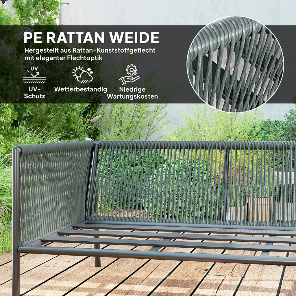 Outsunny Gartenmöbel Set Polyrattan Lounge-Set mit Ecksofa Tisch Kissen für 6 Personen Dunkelgrau