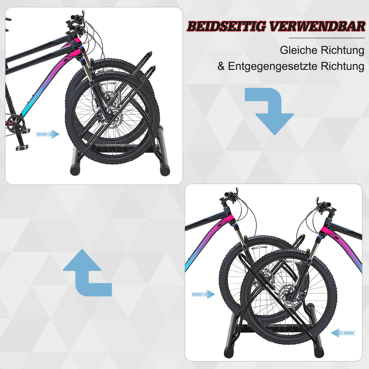 HOMCOM Fahrradständer, Montageständer, Fahrrad Zubehör, Metall, Schwarz, 60 x 54 x 57