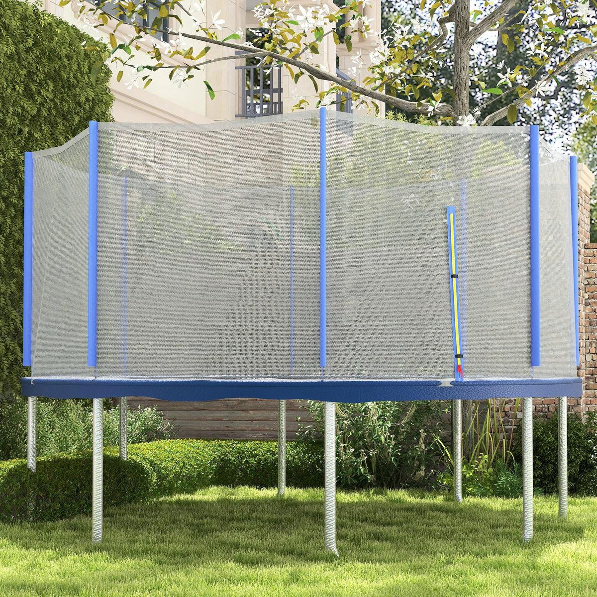SPORTNOW Ersatznetz für Trampoline Ø 366 cm 8 senkrechte Stangen Sicherheitsnetz für Trampoline, Reißverschlusseingang