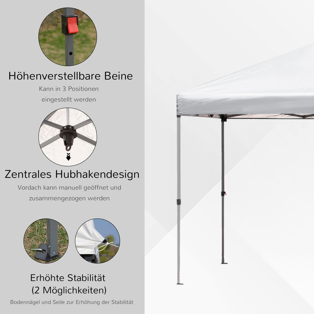 Outsunny Faltpavillon Gartenpavillon Pop-Up-Pavillion Stahl+Oxford+Mesh mit Tasche im Freien Cremeweiß 5,9 x 2,95 x 2,5 m