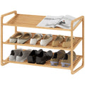 HOMCOM Bambusregal, Schuhregal, Flurregal, 3-stufiges Design, 30 kg Belastbarkeit, Holz