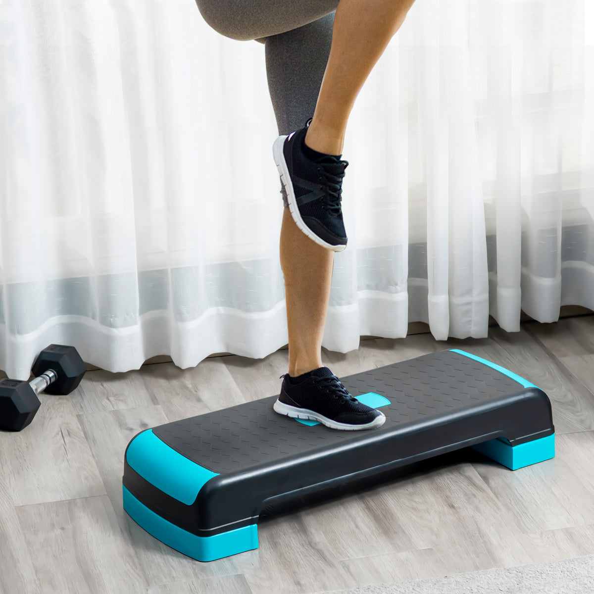 HOMCOM Aerobic-Stepper 3-stufig höhenverstellbar 78 x 28 x 20cm Schwarz+Blau