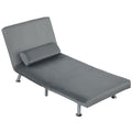HOMCOM Klappsessel mit Bettfunktion, klappbarer Relaxsessel in Samtoptik, Verstellbare Rückenlehne, 75 x 70 x 75 cm, Grau