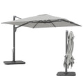 Outsunny Alu Ampelschirm 3 x 3 m 360° drehbar Sonnenschirm mit Kurbel Ständer Windschutz Hellgrau