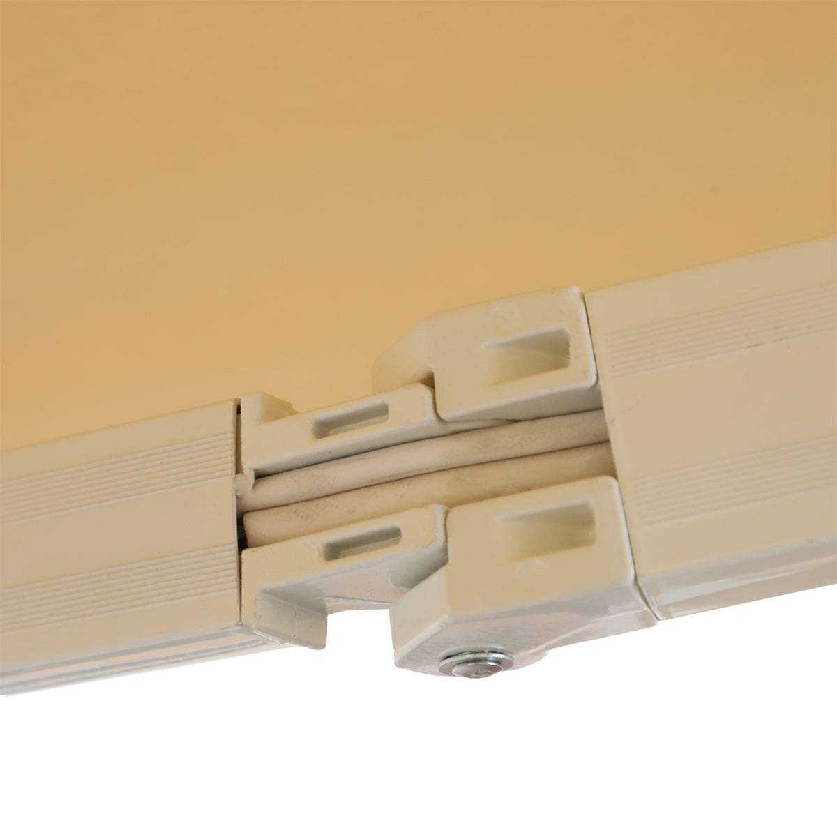 Outsunny Markise, Sonnenschutz, einfahrbar, mit Handkurbel, Metallrahmen, Polyester, Weiß+Beige, 3,95 x 2,45 m