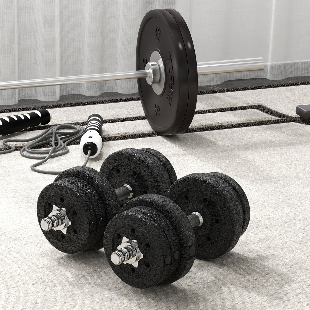 HOMCOM Kurzhantel Set 25KG Hantelset mit Hantelscheiben für Zuhause Büro Fitnessstudio Stahl Kunstleder Schwarz