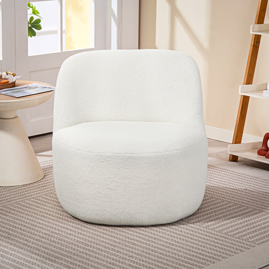 HOMCOM Wohnzimmerstuhl mit ergonomischer Rückenlehne aus Sherpa-Fleece und Schaumstoff, 73x82x71 cm, Cremeweiß