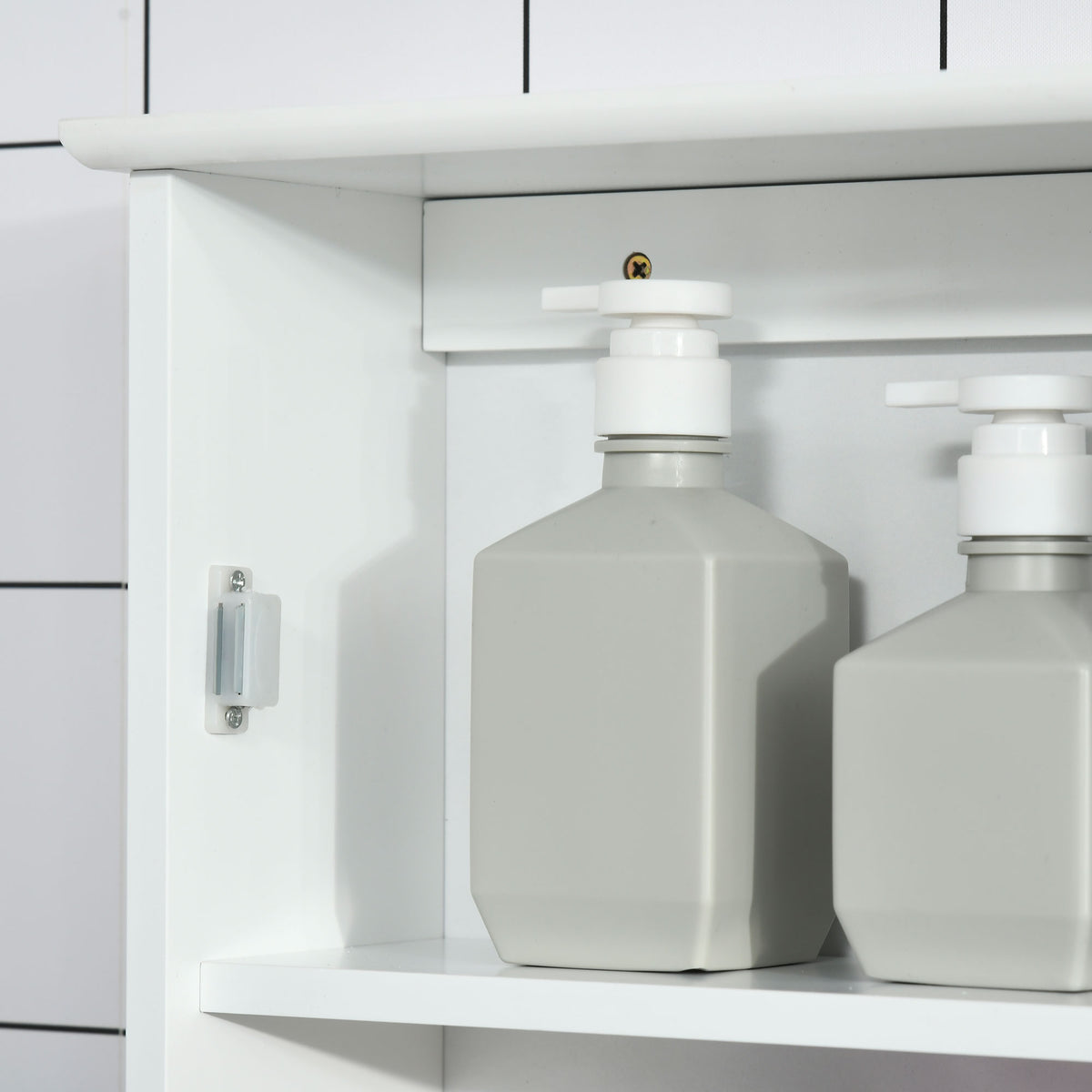 kleankin Wandspiegel-Schrank für das Badezimmer mit Spiegel - Spiegelschrank - WC-Aufbewahrungsschrank - 1 Tür, 2 Regale - Weißes MDF-Glas