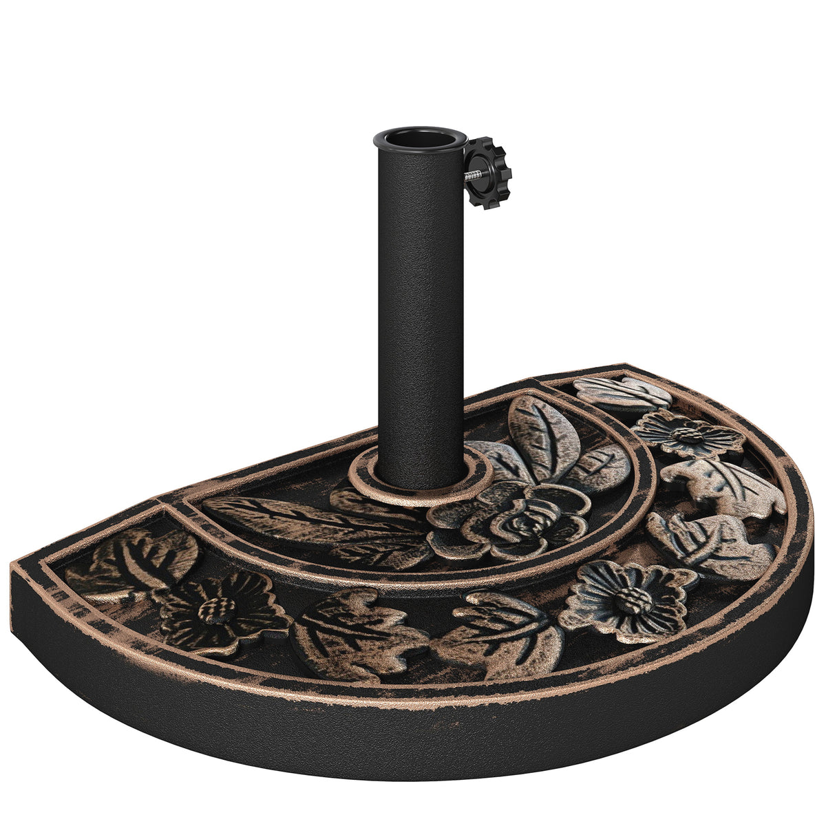 Outsunny Sonnenschirmständer aus Edelstahl Schirmständer mit Griffe, halbrund Schirmhalter, Schirmgewichtfür Sonnenschirm Ø3,8-Ø4,8 cm, für Balkon, Terasse, Garten, Bronze