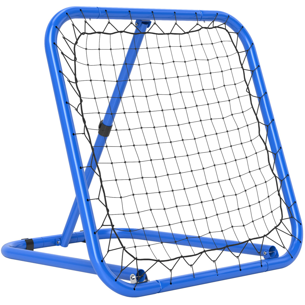 HOMCOM Fußball Rebounder-Netz, klappbar, Rückprallwand, Verstellbar in 5 Stufen, Metall, 78 x 84 x 65-78 cm, Blau