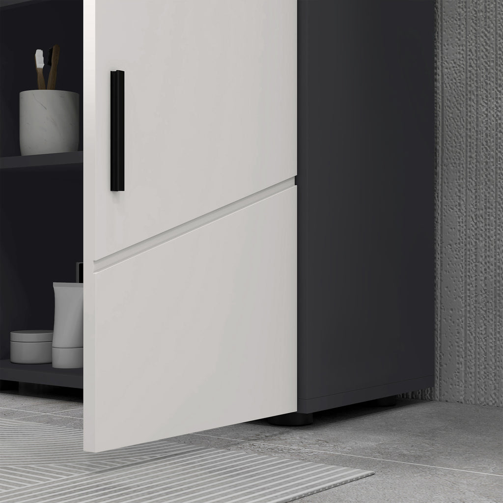 Kleankin Unterschrank Badezimmer für Säulenwaschbecken mit 2 Türen, 60x30x60cm, Grau