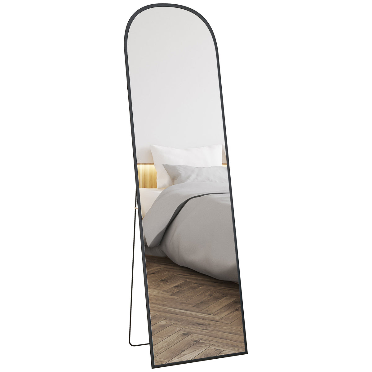 HOMCOM Standspiegel, Ganzkörperspiegel, modernes Design, 50 cm x 1,5 cm x 161,5 cm, Schwarz