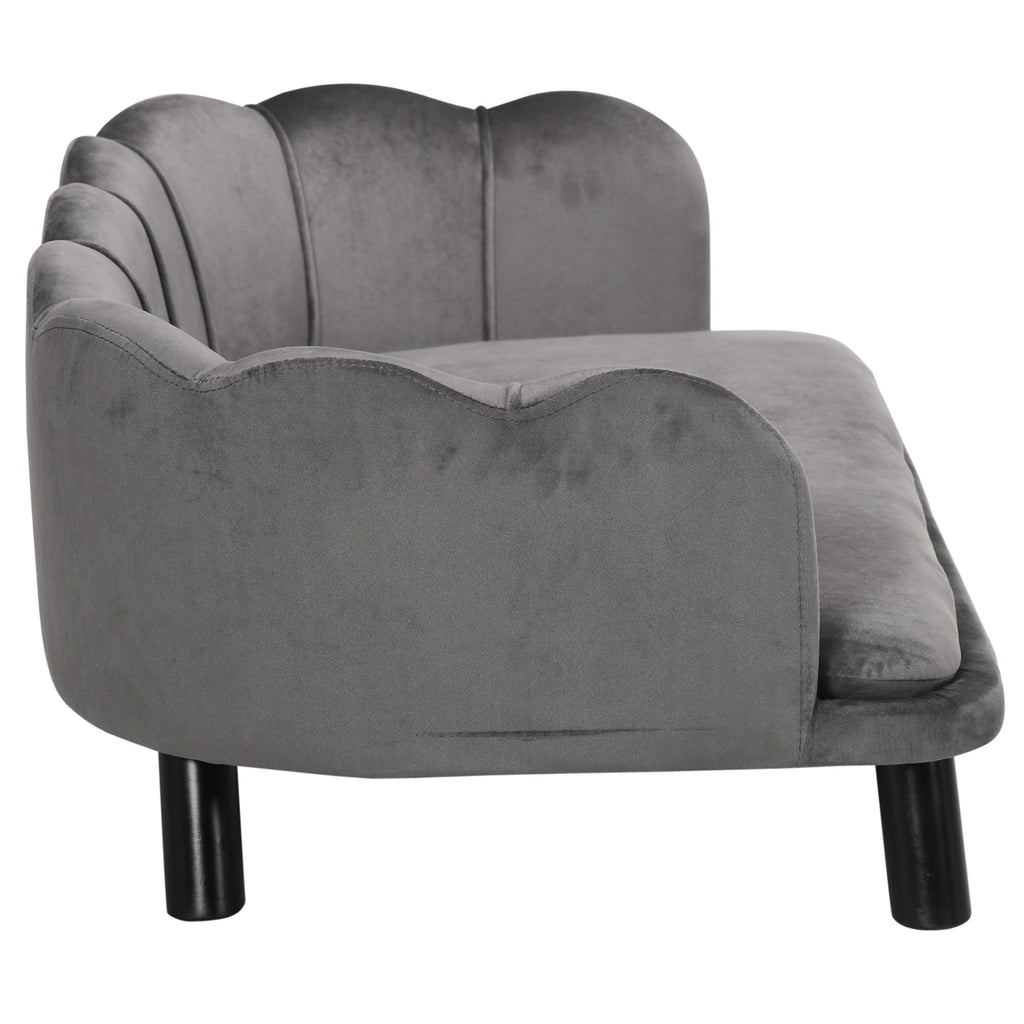 PawHut Hundesofa Hundecouch, Waschbarer Bezug, Haustiersofa mit Rückenlehne und Holzbeine, Katzensofa, für mittelgroße Hunde unter 25 kg, Dunkelgrau