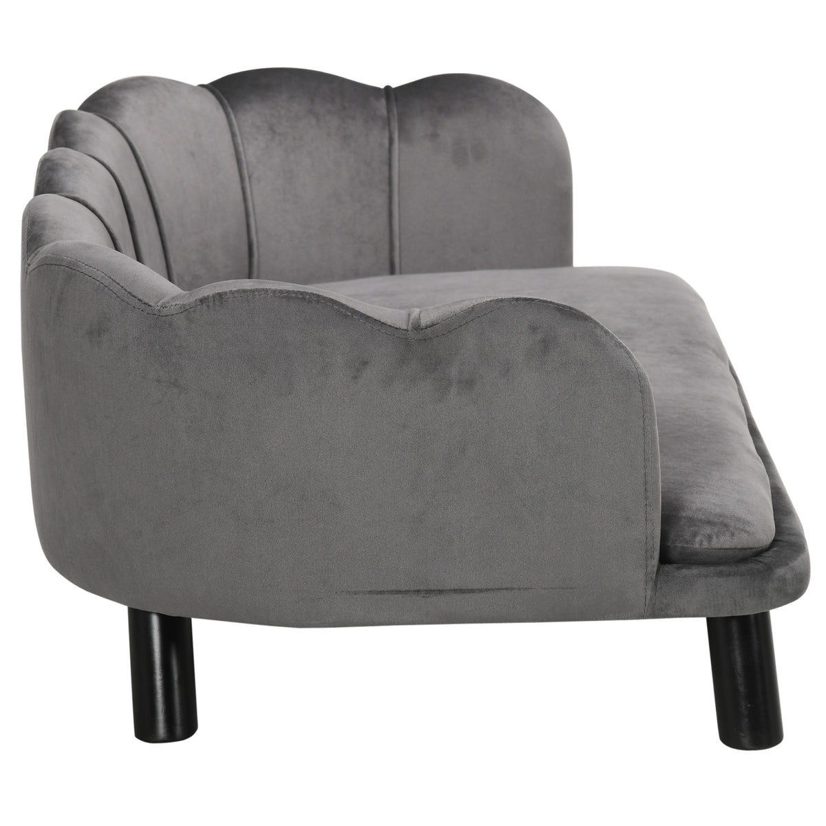 PawHut Hundesofa Hundecouch, Waschbarer Bezug, Haustiersofa mit Rückenlehne und Holzbeine, Katzensofa, für mittelgroße Hunde unter 25 kg, Dunkelgrau