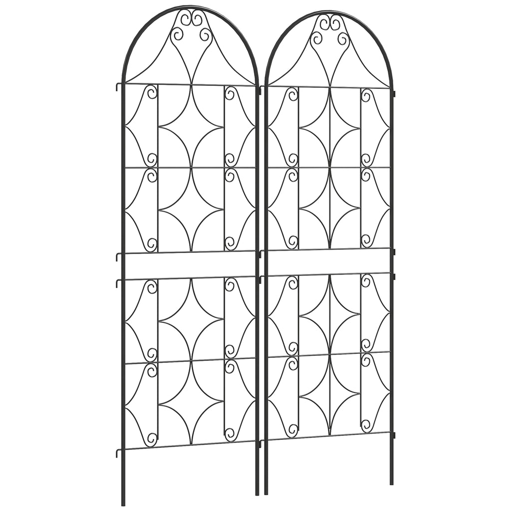 Outsunny Rankgitter Metall 2er Set zum Stecken rostfrei Rankhilfe für Kletterpflanzen 50x150 cm Schwarz