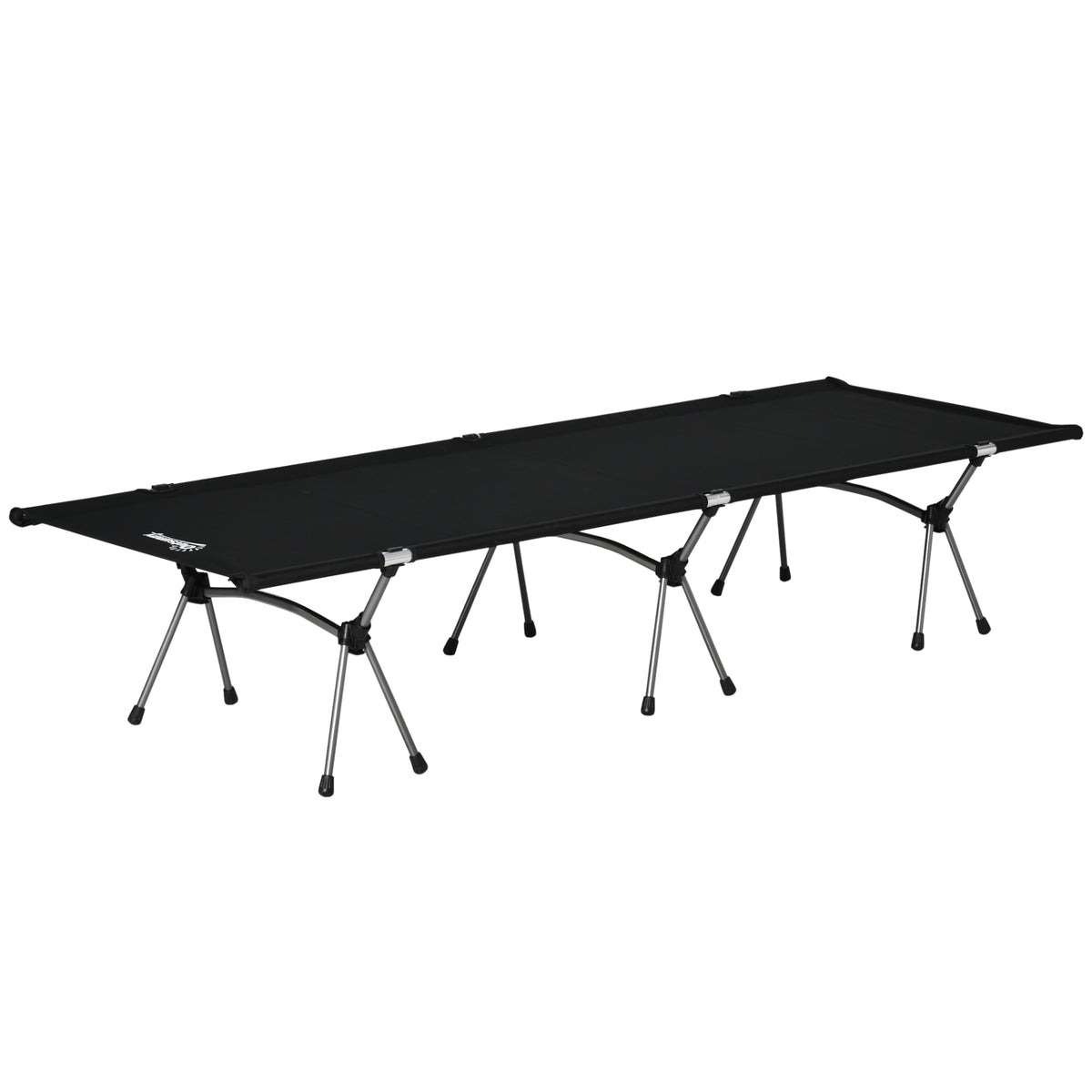 Outsunny Campingbett Klappbar Aluminium Feldbett Klappbett mit Tragetasche höhenverstellbar bis 150 kg belastbar Oxford Schwarz 190 x 65 x 38 cm
